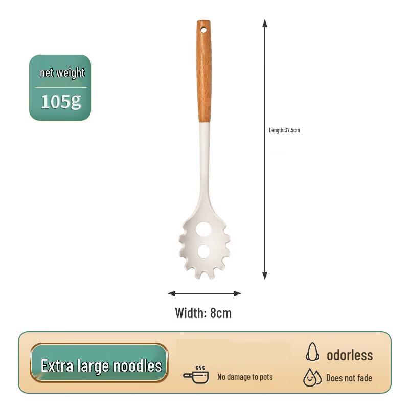 ZISIZ Silicone Kitchen Utensil with Beechwood Handle