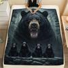 1Pc Bear Print Flannel Blanket, High quality Comfortable for All Seasons, Home Decor, Warmth and Comfort, Perfect for Gifts