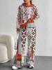 Retro Pattern 1116 European and American Autumn and Winter Casual Long-sleeved Suit Women's Hooded Sweater Trousers Two-piece Set