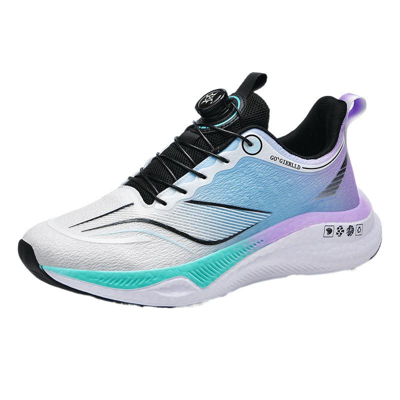 Rotating Buckle Popcorn Running Shoes, Teenage Boys and Boys Sports High School Entrance Examination Sports Shoes, Summer Breathable Luminous Runnin