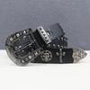 Crocodile Pattern Western Rivet Skull Punk Leather Belt, Unisex Y2K Style