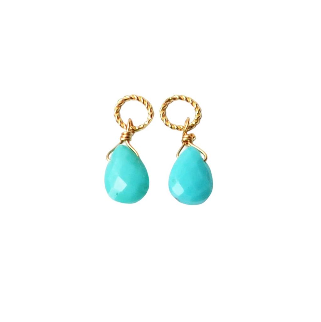 Soi K10 Natural Stone Charm, Earring Charm, Pendant Top, Interchangeable (Turquoise)