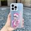Fashion Pink Skeleton Ghost Laser Phone Case for iPhone 16 12 13 Mini 11 Pro Max 14 15 Pro Max 16 15 14 Plus Shockproof Covers
