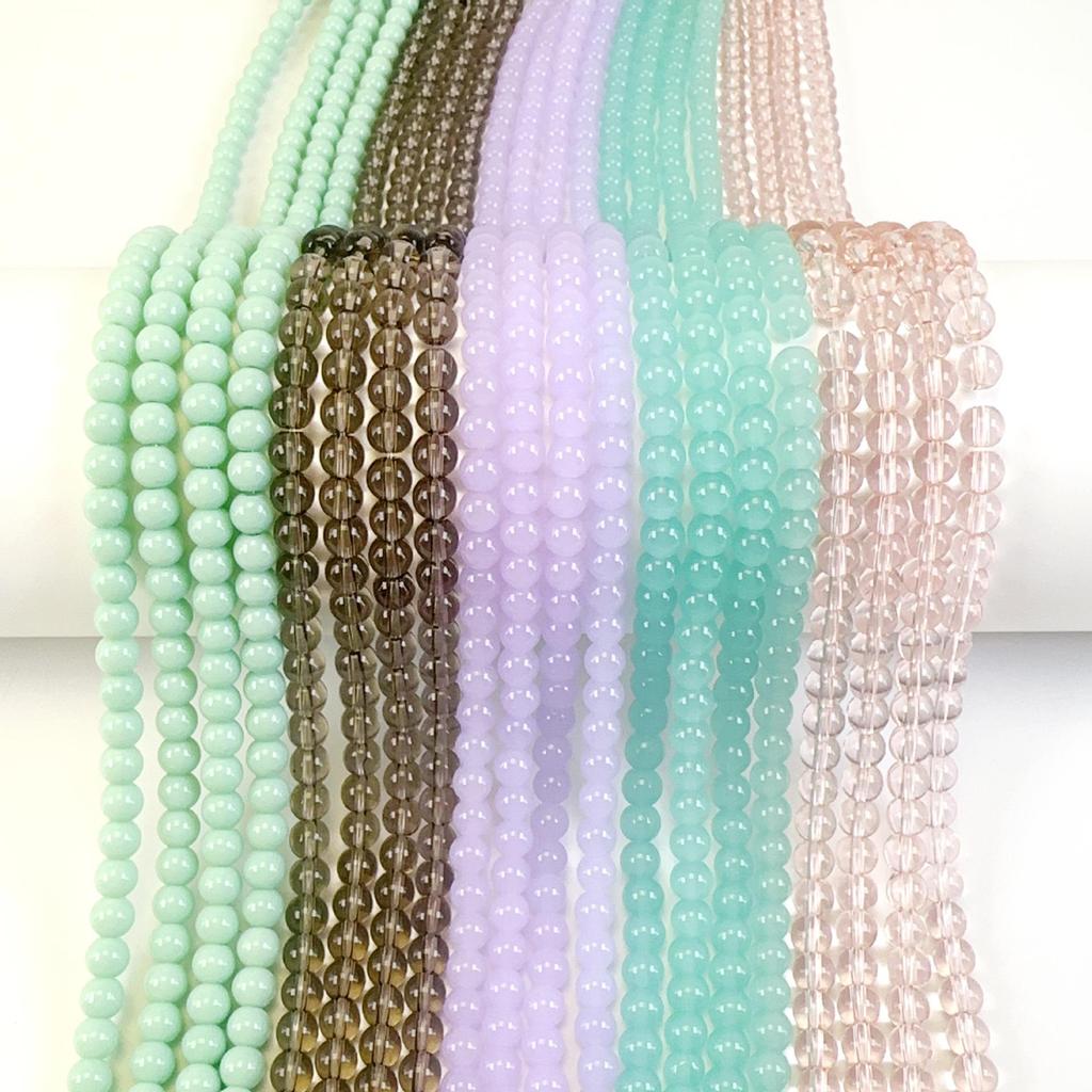 6mm Natural Glossy Round Bead Lampwork Glass for DIY Cell Phone Chains, Earrings, Hairpins, and Flower Stamens.