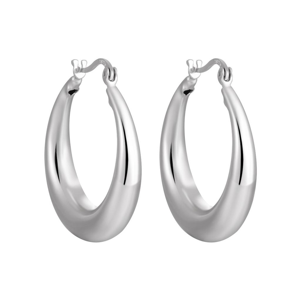 Chunky White Gold 925 Sterling Silver Hoop Earrings Women Trendy Wedding Gift Hypoallergenic Fine Jewelry