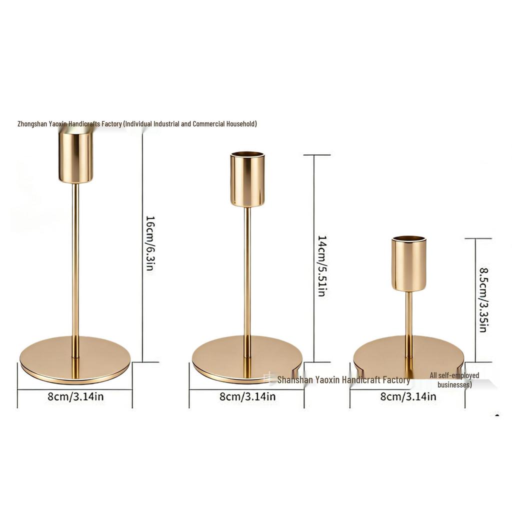 European Style Gold Iron Art Metal Candlestick Ornament
