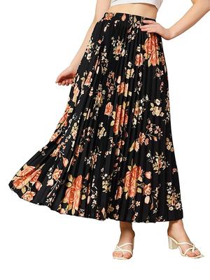 Floral Printed Polyester, Crepe Comfortable Maxi Skirt for Women