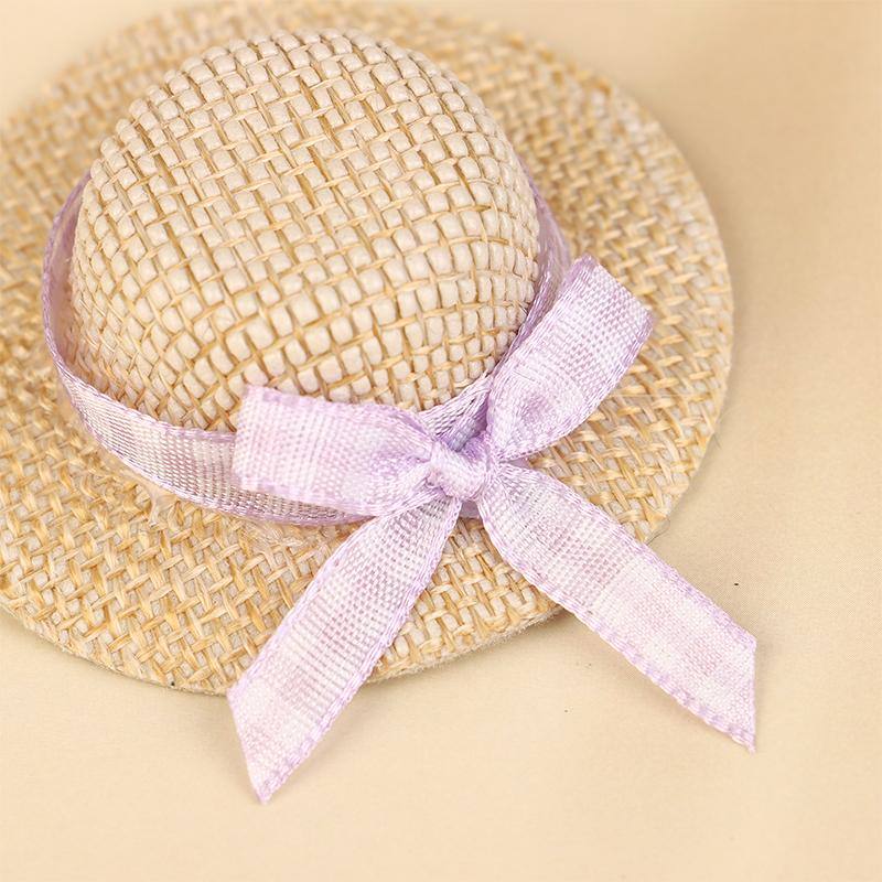 2 ks Miniaturní slaměný klobouk Mini slaměné klobouky pro panenky s mašlí Klobouk Ozdoba domečku pro panenky Ručně pletené Doplňky domečku pro panenky