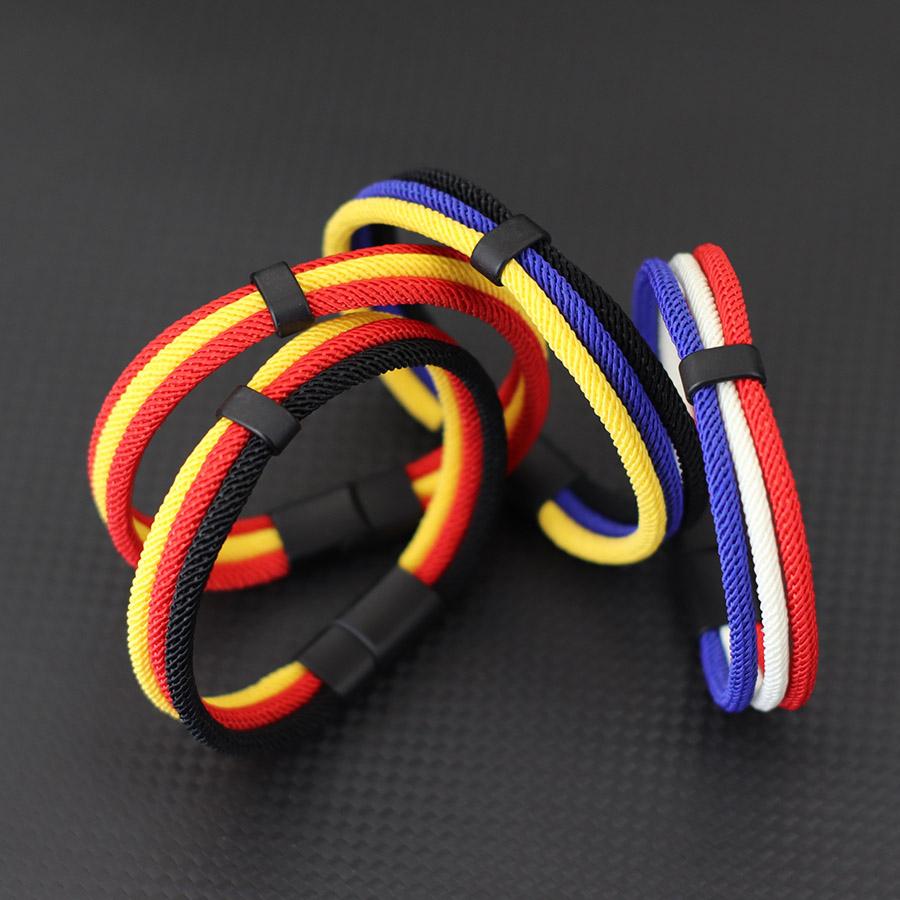 Nový tříbarevný náramek pro muže a ženy, barevně sladěný s vlajkou, pletený náramek, barevný třívrstvý sportovní jógový náramek na zápěstí, doplňky
