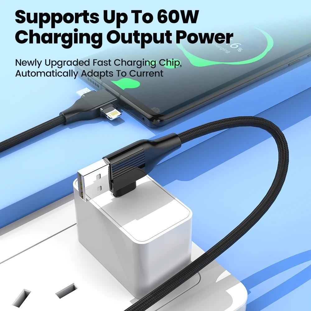 Cablu de încărcare USB C 5-în-1 Cablu de încărcare Tip C Cablu 4 în 1 USB Tip C Încărcare rapidă PD 65W 27W pentru IPhone Samsung Xiaomi