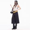 Fashion High Street Vintage Button Detailed Navy Blue Cropped Capri Cargo Pants For Women Loose Wide Leg  Versatile Slimming FigureFlattering Bottoms