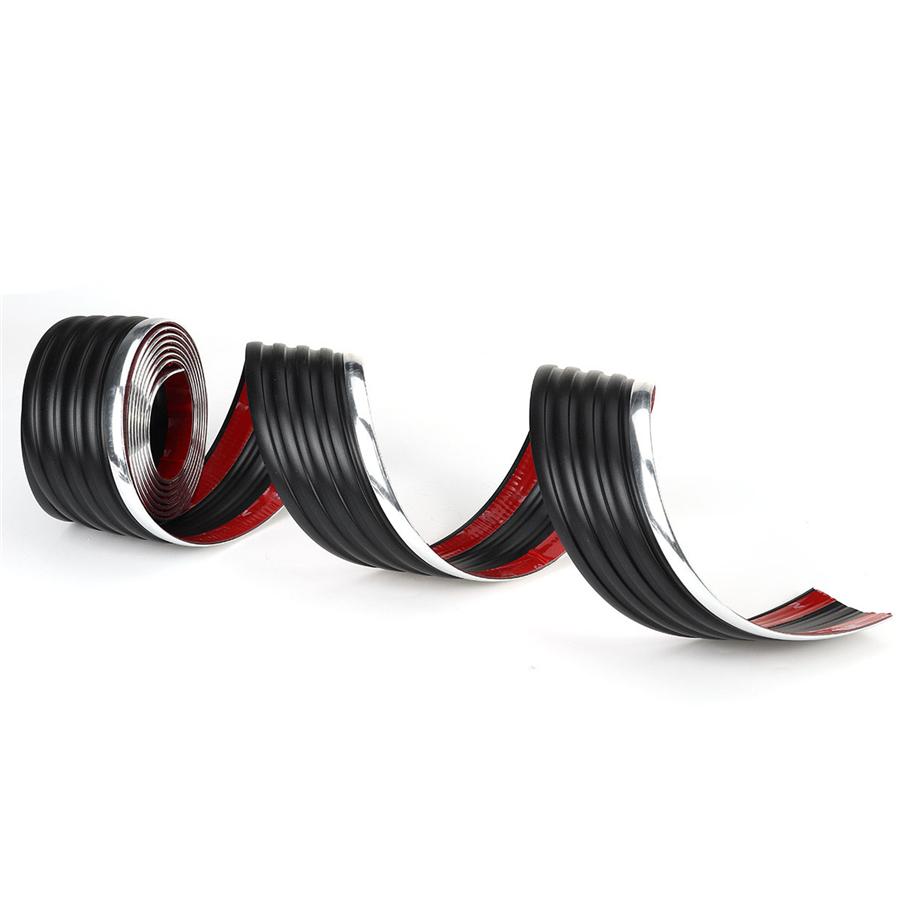 4M Universal Body Side Molding Belt Exterior Protector Roll Black Chrome For Pick Up Truck