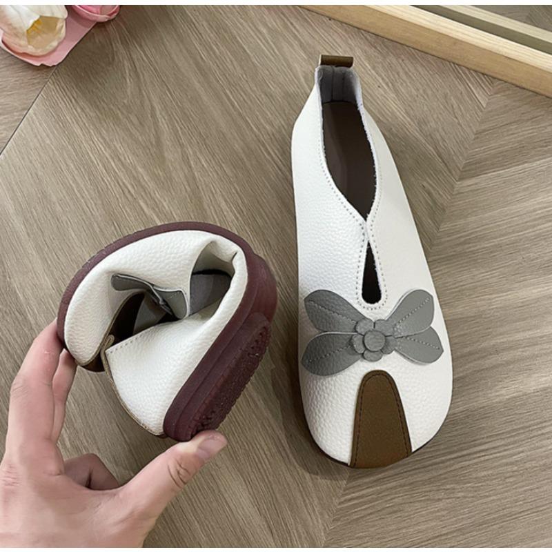 New Sprinng Autumn Barefoot Leather Ballerina Mary Jean Women with Flat Soft Sole Walking Light Non-slip Loafers Leather Shoes