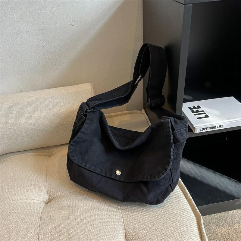 Japanese casual canvas bag crossbody bag men's and women's vintage simple shoulder bag student backpack class bag men's shoulder bag