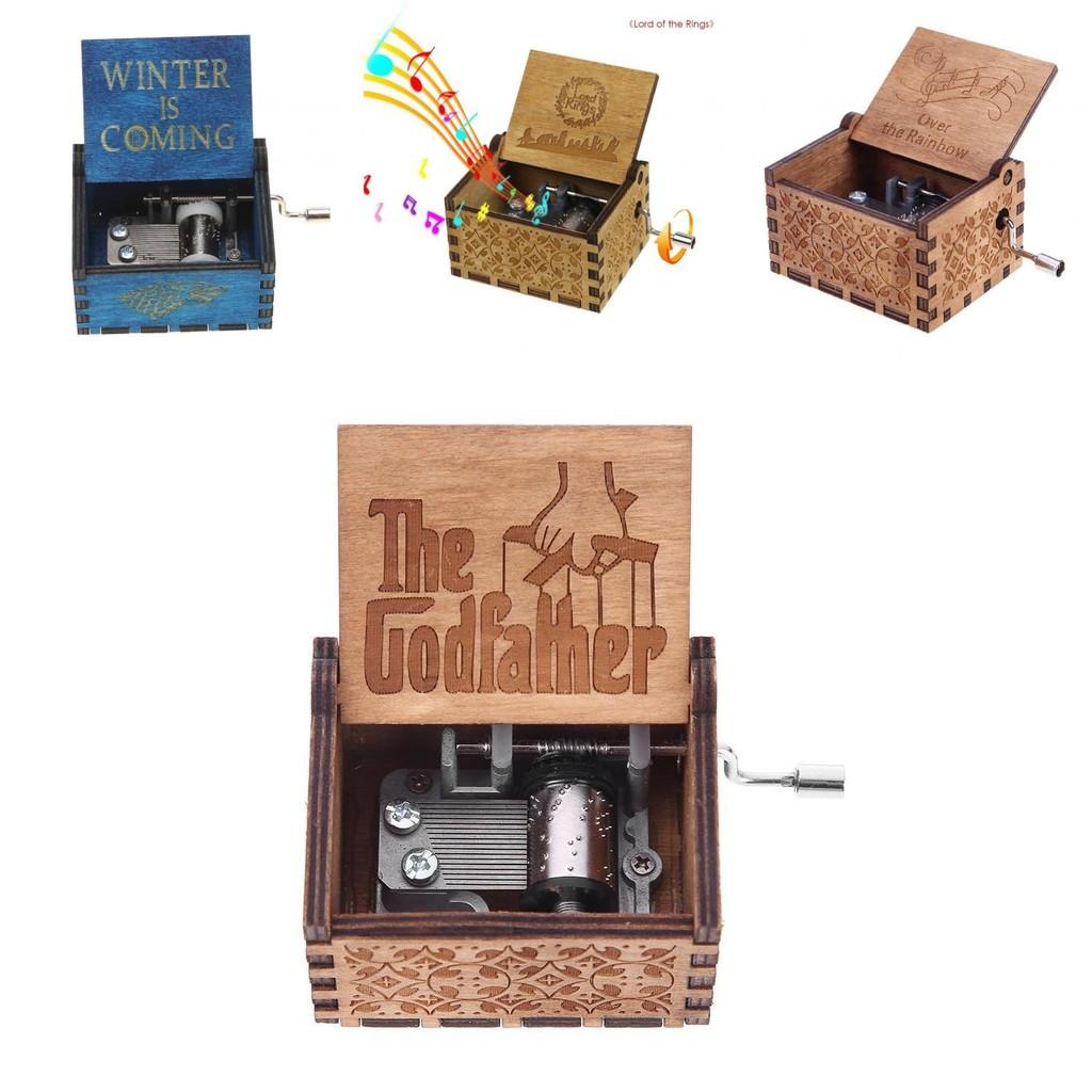 Handcrafted Retro Music Box Carved Wood Music Case Perfect For Xmas And Birthdays