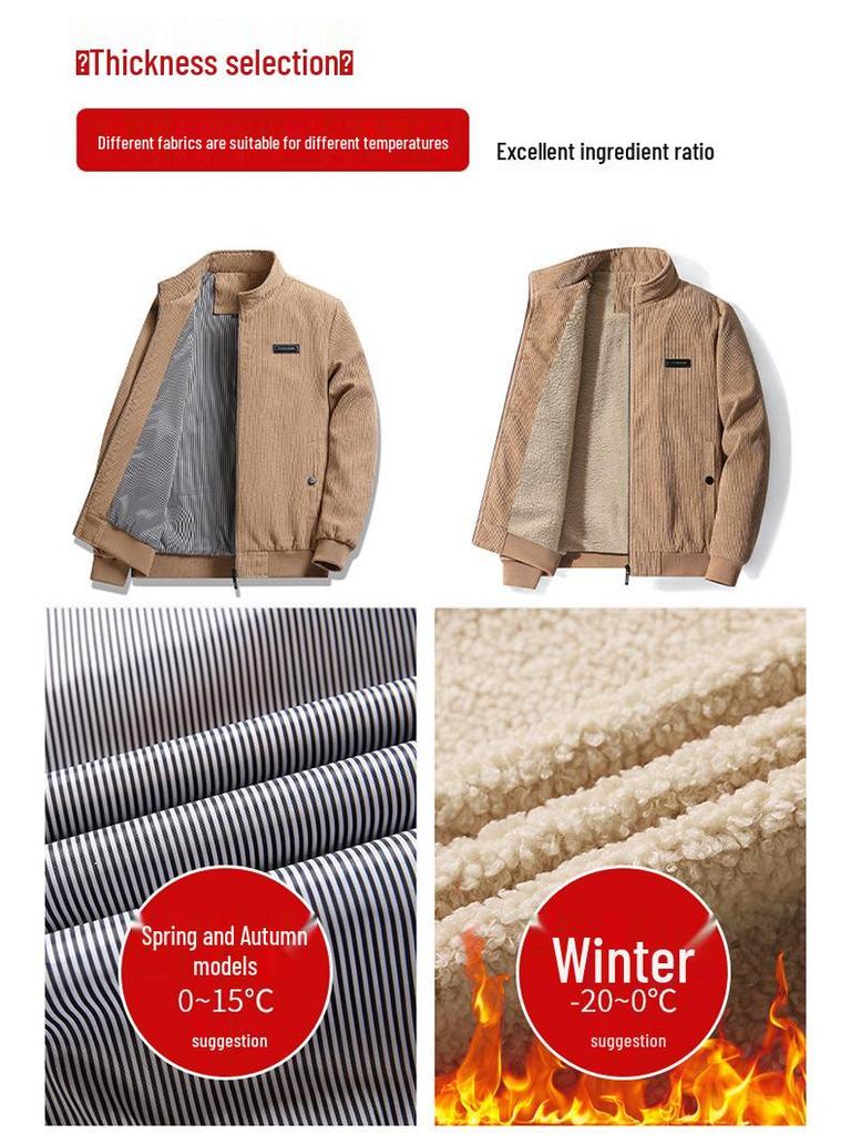 Herren Winterjacke mit Fleecefutter - Stehkragen, Lässige Oberbekleidung für alle Altersgruppen