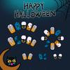 24 Piece Halloween Orange French Spider Web Gothic Press On Nails With Dark Bat Design And Black Glitter For Women Party