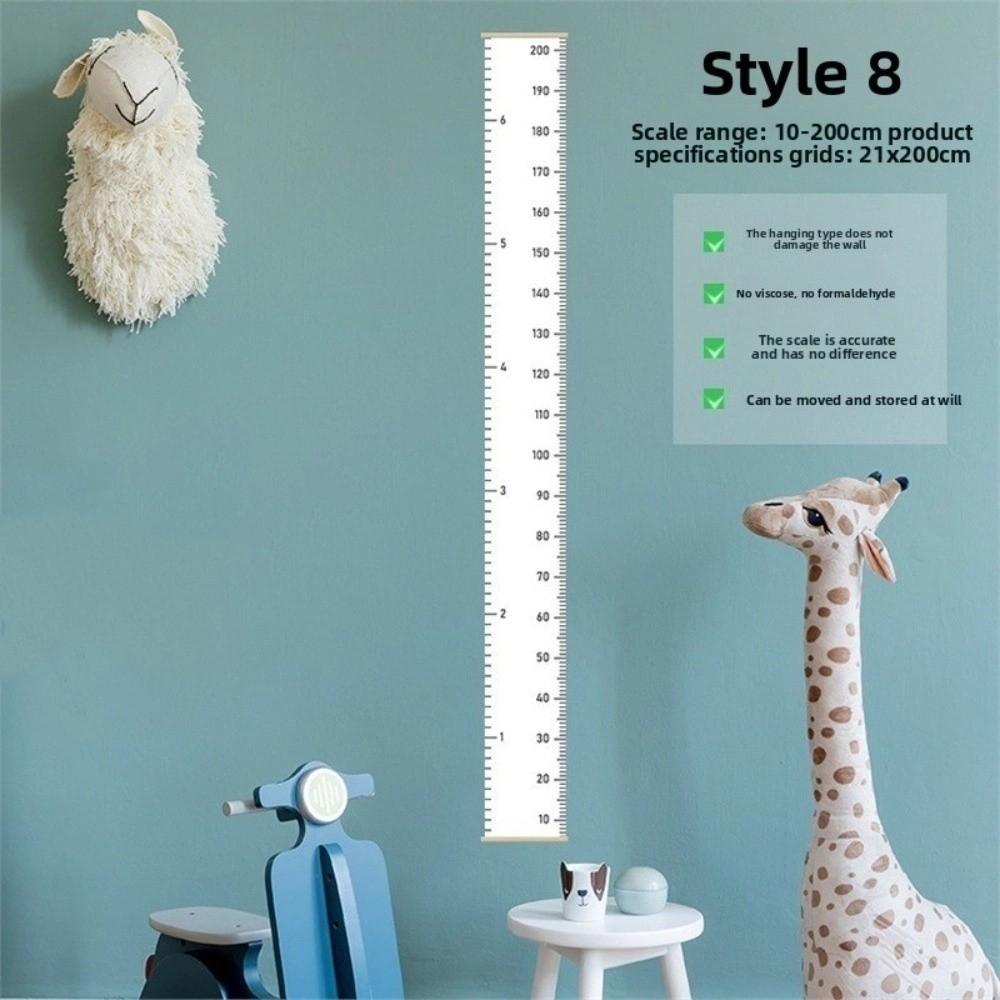 2M Height Child Growth Chart Removable Wall Hanging Height Chart Growth Ruler Catoon Pattern Height Measure Ruler