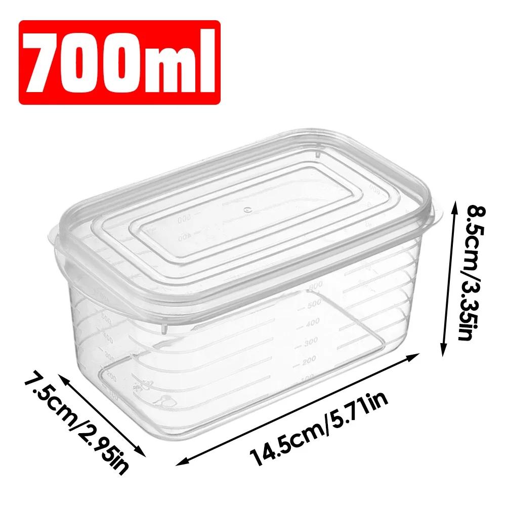 10PCS Stackable Transparent Plastic Refrigerator Storage Box with Snap-On Lid for Fresh Food Organization 10PCS прозрачный