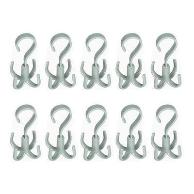 10Pcs Rotating Hook 4 Prong ABS Hat Display Hanger Scart Necktie Storage Hook for Closet Home