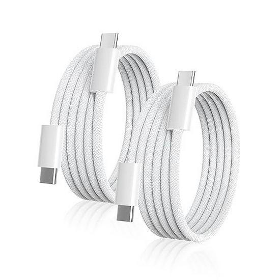Orange PD60W Braided Dual Type-C Charging Cable for Apple 15-18 Pro Max