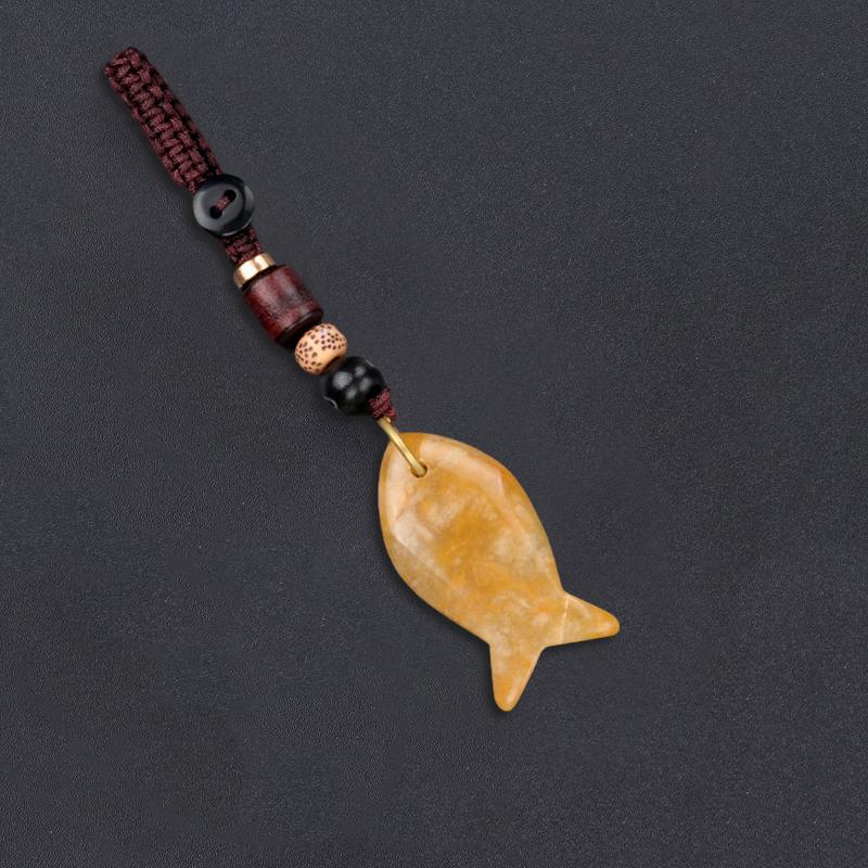 1PC Handmade Fish Keychain Boho Style Keychain Natural Crystal Agate Jewelry Crystal Keychain 38x20mm