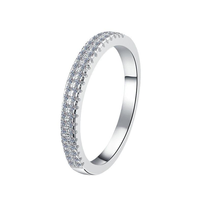 925 Sterling Silver PT950 Moissanite Women's Ring, Elegant Single/Double Row Design, High-End Fashion Jewelry.