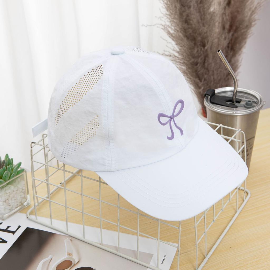 Summer Thin Bowknot Quick-Drying Baseball Cap for Women Sun-Poof Peaked Cap Leisure Students Sport Travel Sun Hat