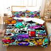 Cartoon Style Hip-hop Doodle 3D Printed Duvet Style Pillowcase Bedding Set Teenager Bedroom Decor Bed Set