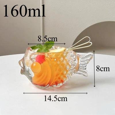 Creative 3D Transparent Fish Shape Bar Cocktail Glass Party Thick Heavy Lovely Smoothies Bowl Cup Cold Drink Cocktail Tool 190ml