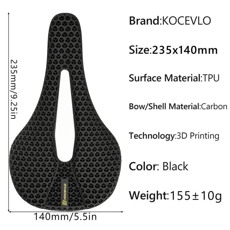 KOCEVLO KS07 Carbon Fiber 3D Printed Bicycle Saddle Road Mountain Bikes Universal Fit