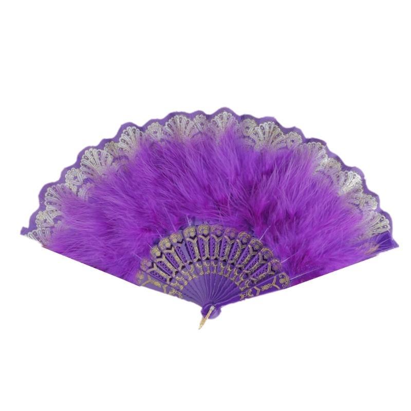  Women's Feathered Fan Vintage 1920s Styles Flapper Folding Handheld Lace Fan for Wedding and Halloween Cosplay Party