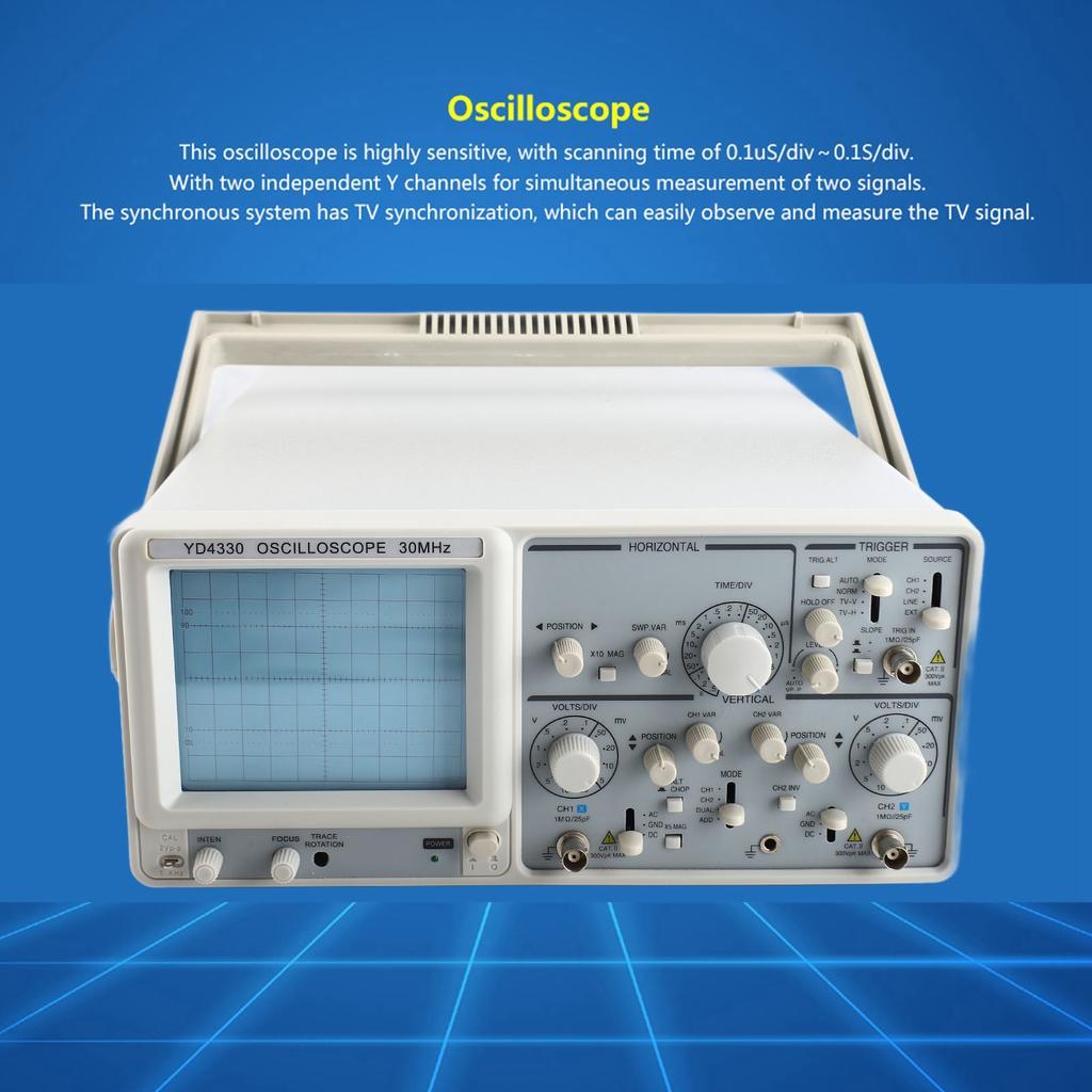 YD4330 30MHz Double Channels High Sensitivity Digital Double Trace Analog Oscilloscope