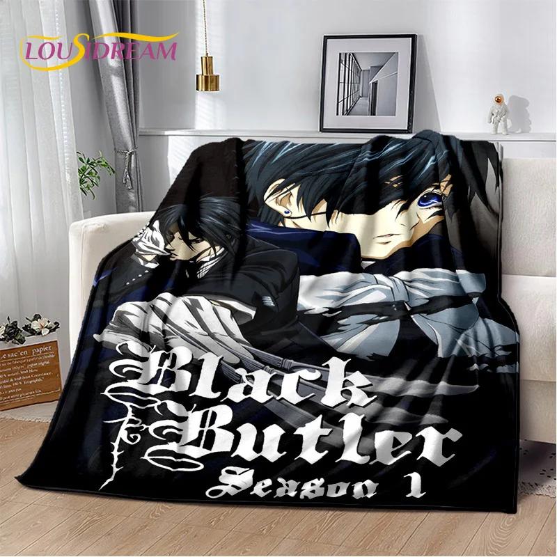 Cartoon Black Butler Anime 3D-Decke, weiche Überwurfdecke für Zuhause, Schlafzimmer, Bett, Sofa, Picknick, Reisen, Büro, Ruhebezug, Decke für Kinder