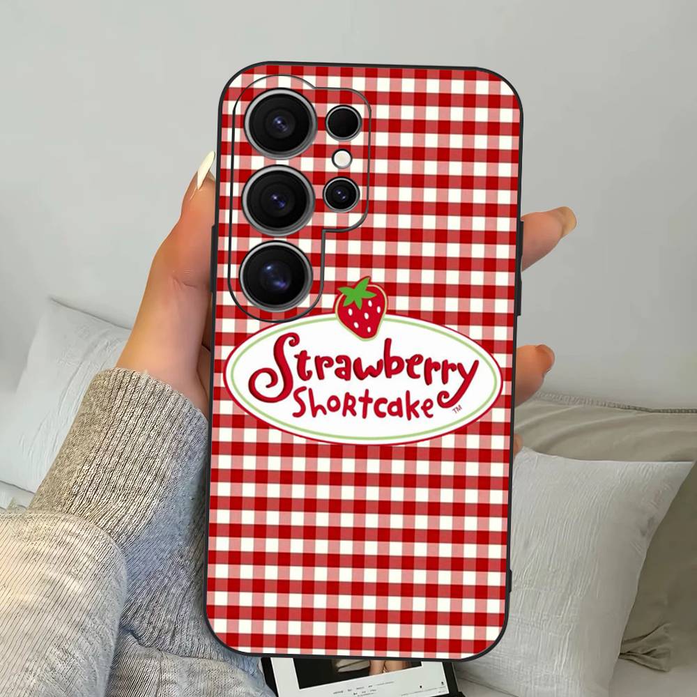 

Animated S-Strawberry S-Shortcake Phone Case For Samsung S 24 Fe 25 Ultra Plus 20 Lite 21 30 22 23 24 22 Ultra 5G Fundas Samsung S24 Plus