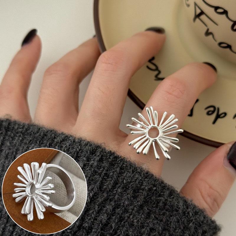 Allsidig forsølvet åpen ring i sterlingsølv - Koreansk stil for kvinner