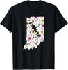 Floral Indiana Home T-Shirt Indiana State In My Heart Shirt T-Shirt