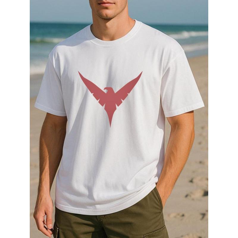 European Sizes Men'S Casual Short-Sleeved Crew Neck T-Shirt with Bird Logo Print | Suitable for Daily Wear, Home, Outdoor Sports, and Weekend Casual