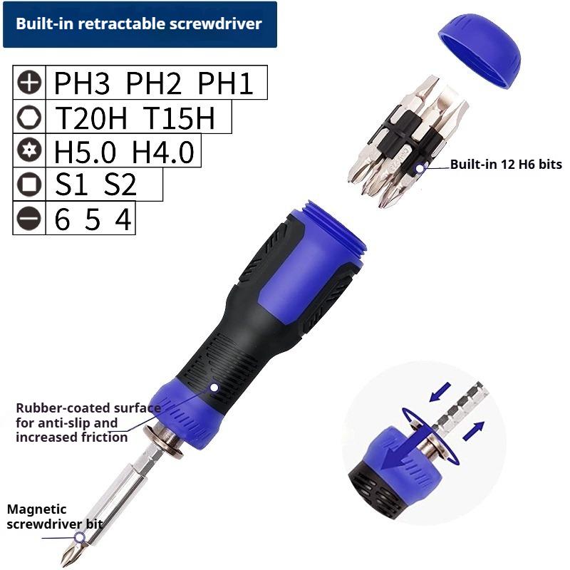 13-in-1 Telescopic Screwdriver Set Multi-function Mini Screwdriver Kit with Phillips Flat Torx Triangle Bits Portable Repair Tool for Home DIY