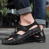 Summer Classic Black Sandals for Men Comfortable Soft Handmade Leather Sandals Large Size 48 Outdoor Casual Sandals Man Footwear
