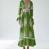 Autumn Lace Dress European and American 2025 Autumn Women Hot Sale New V-neck Patchwork Lace Long Sleeve Dress