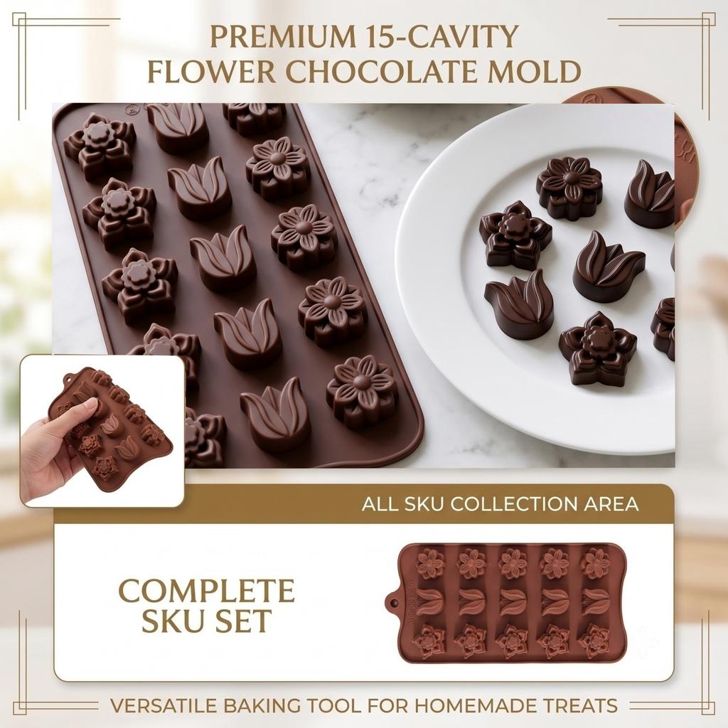 15-Cavity Chocolate for and Baking, DIY Dessert Making Tool, Silicone Baking for Homemade Treats