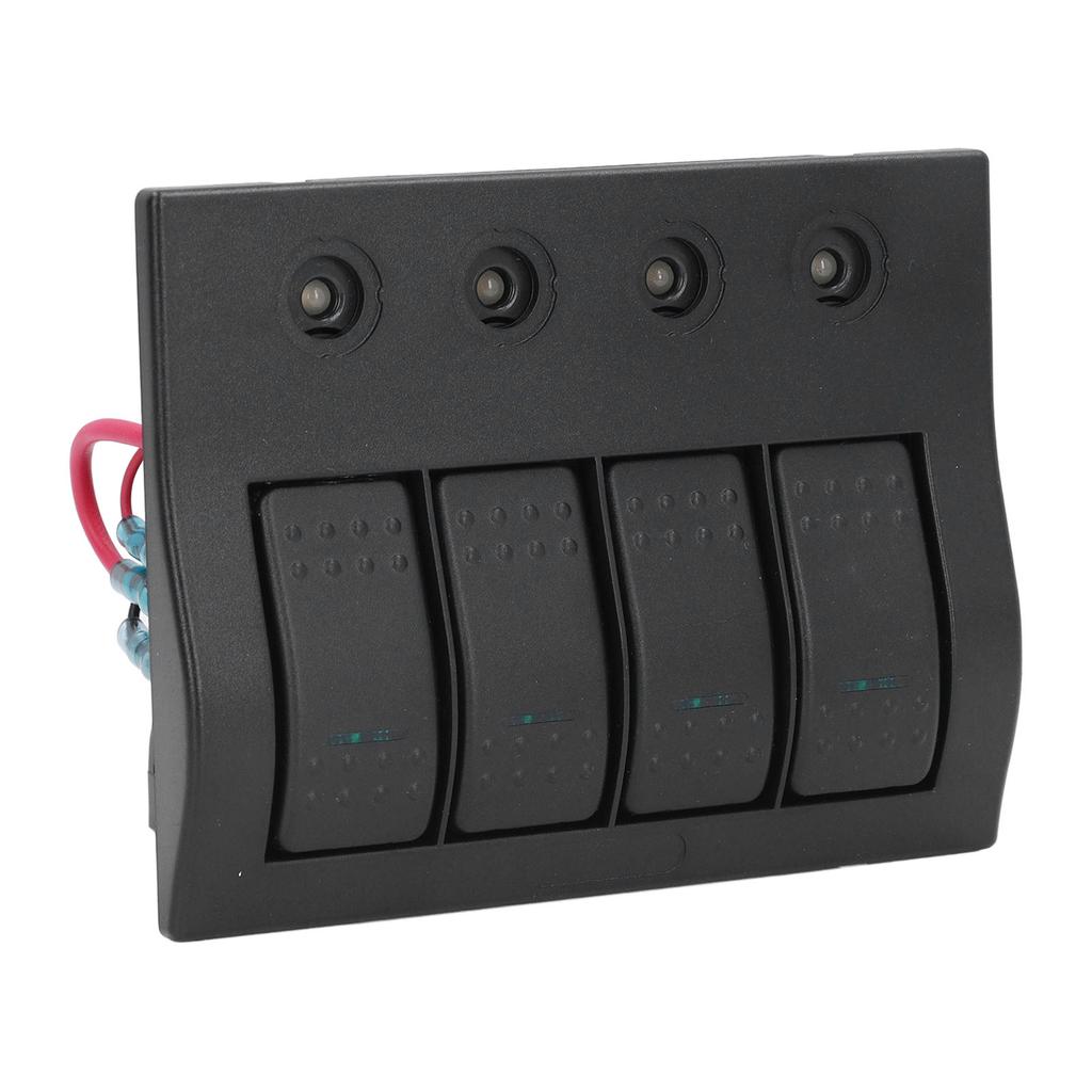 Rocker Switch Panel 12V 24V 4 Gang LED Plastic IP68 Waterproof Overload Protector 2x10A 2x15A for