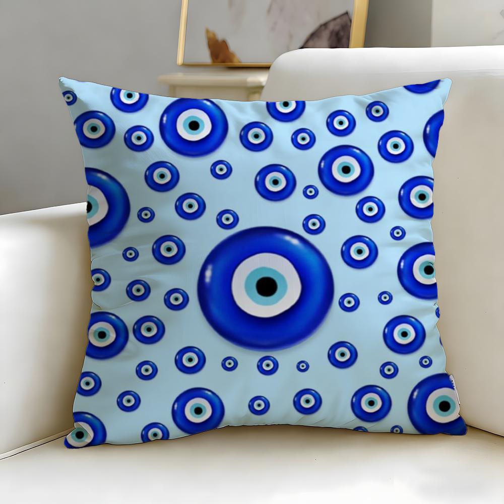 Fashion Eevil Eye Symbolew Cushion Cover Soft  EasyWash Pillow Case  Versatile for Couch Bed Travel and Office