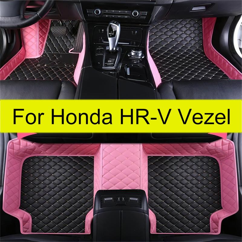 Car Floor Mats For Honda HR-V Vezel 2014- Auto Carpet Full Set Waterproof Leather Foot Pads Accessories Interior 2016