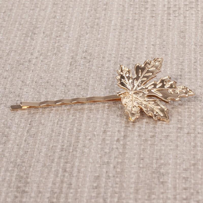 Hair Simple Golden Maple Leaf Hairpin Leaves Leaves Hairpin Side Clamping Alloy Electroplating EMA