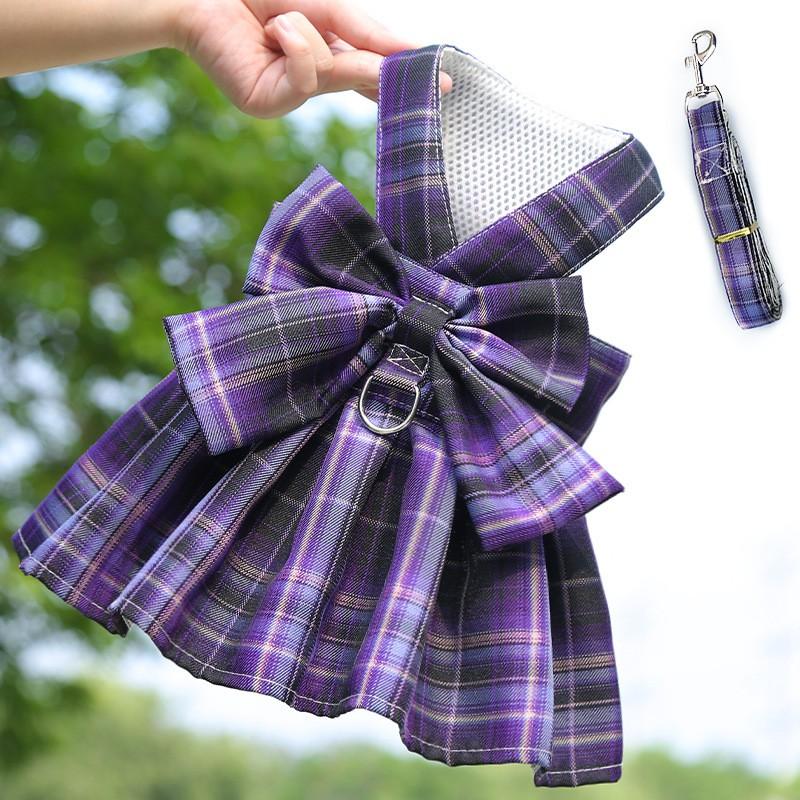 Pet Dog Harness With Skirt Design Small Breeds - Adjustable Chest Belt Leash Teddy Pomeranian