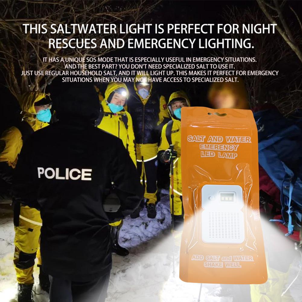 Salt Water Emergency LED Lamp 50LM Portable Camping Emergency Lamp Waterproof Reusable Travel Supplies for Car Outdoor Beach