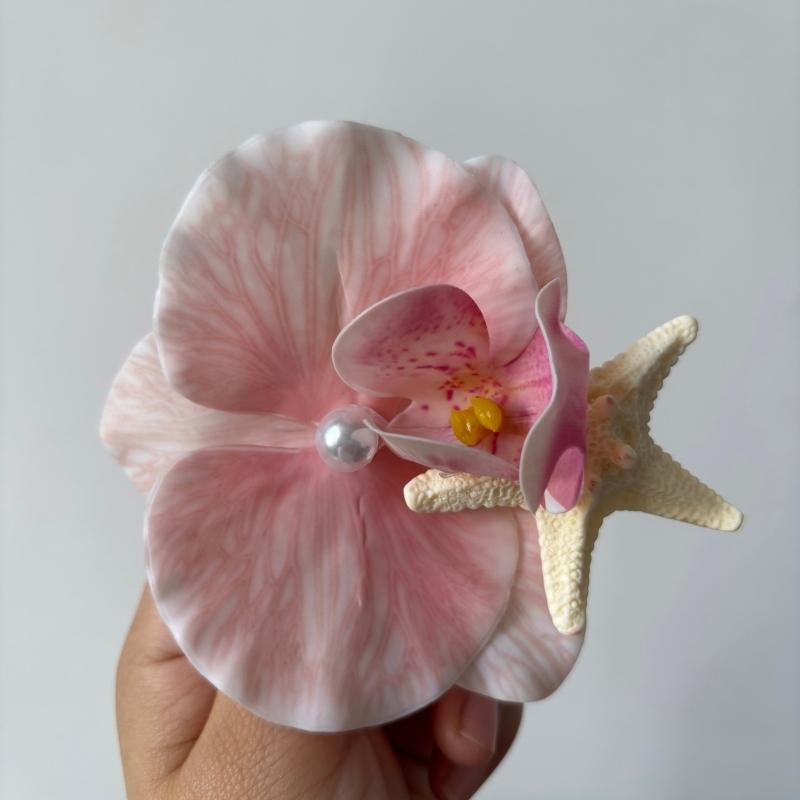 Romantic Phalaenopsis Starfish Hair Clips Female Korean Summer Beach Resort Duckbill Clip Hair Accessories