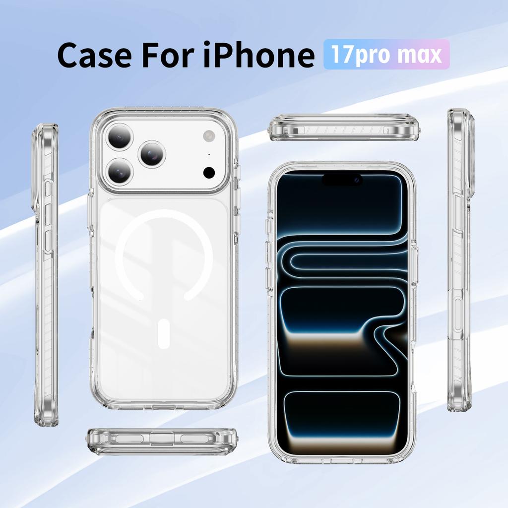12N Starker Magnet MagSafe Hülle Für iPhone 12 13 14 15 16 17 Pro Max 4 Airbag Stoßfest Klar Anti-Vergilbung Kabelloses Laden Abdeckung